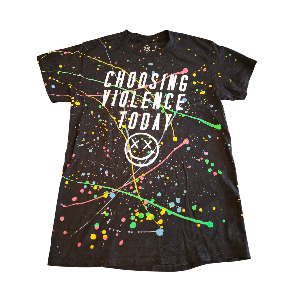 Salty Savage Co Choosing Violence Today Paint Splatter Graphic T-Shirt S Black
